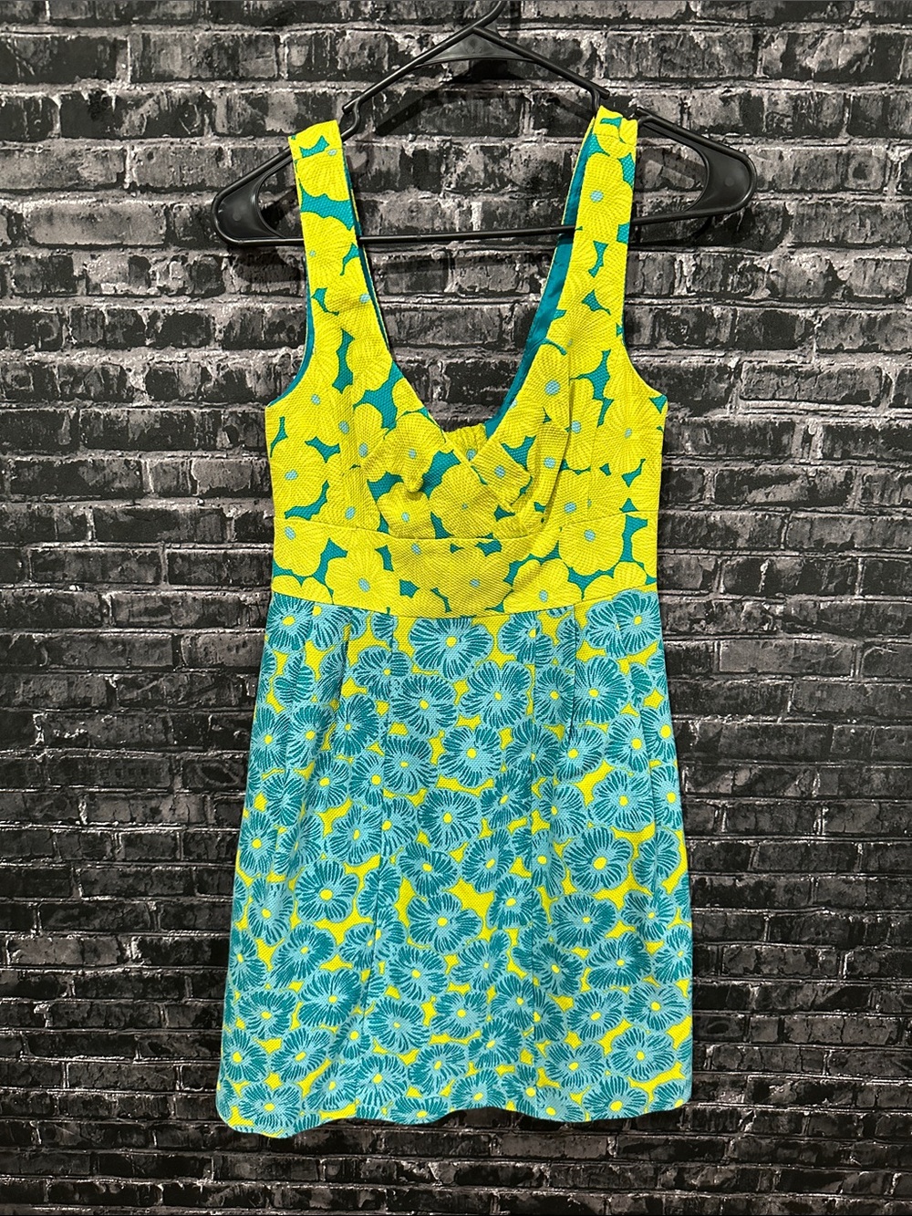 Nanette Lepore Yellow & Teal Floral Mini Dress